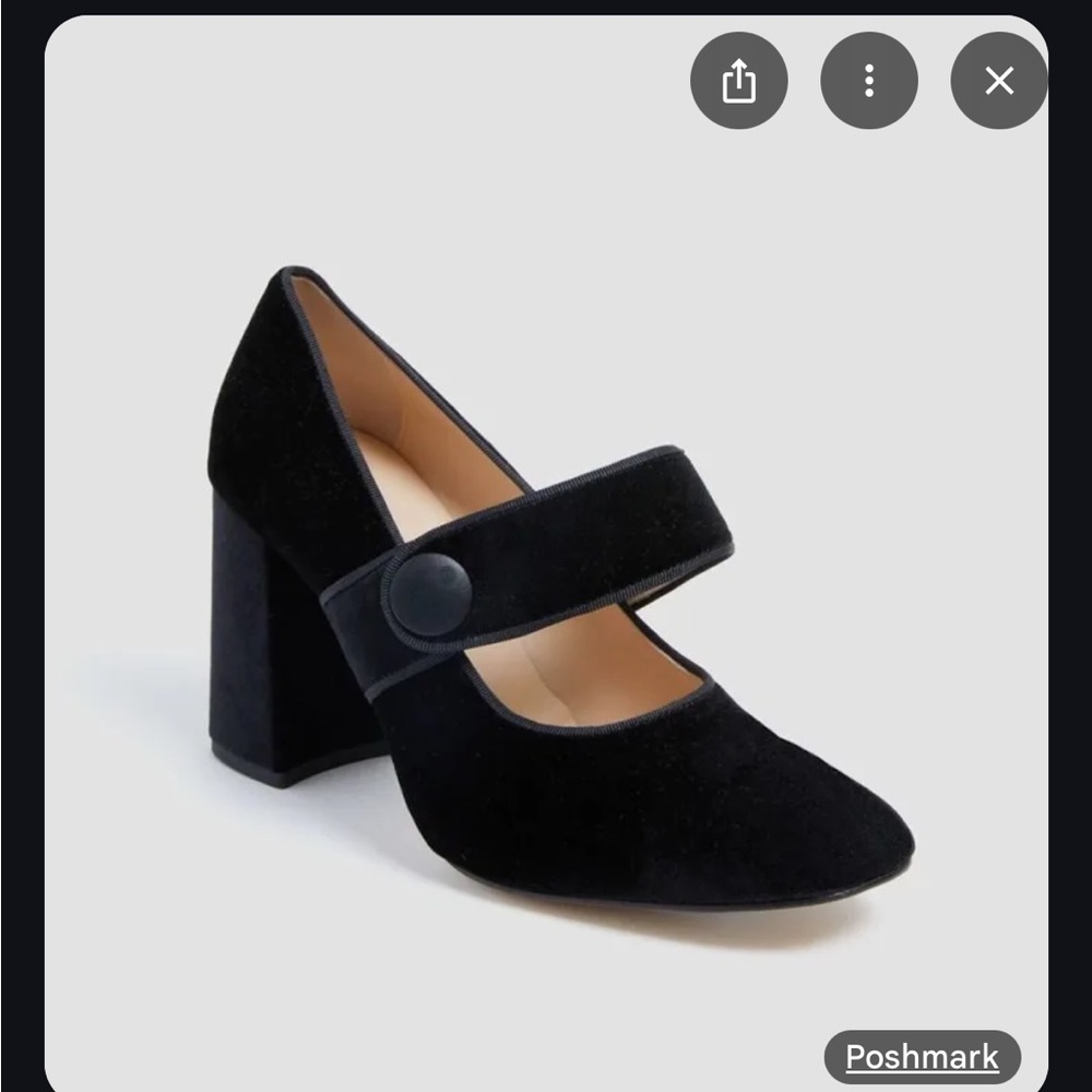 New with Box. Tuckernuck Black Velvet Ellie High Heels Mary Jane Pumps 7.